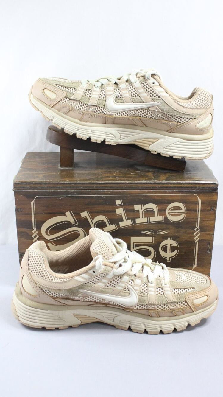 Nike P-6000 Mens Size 7.5 Beige Running & Jogging Shoes toe and heel Athletic